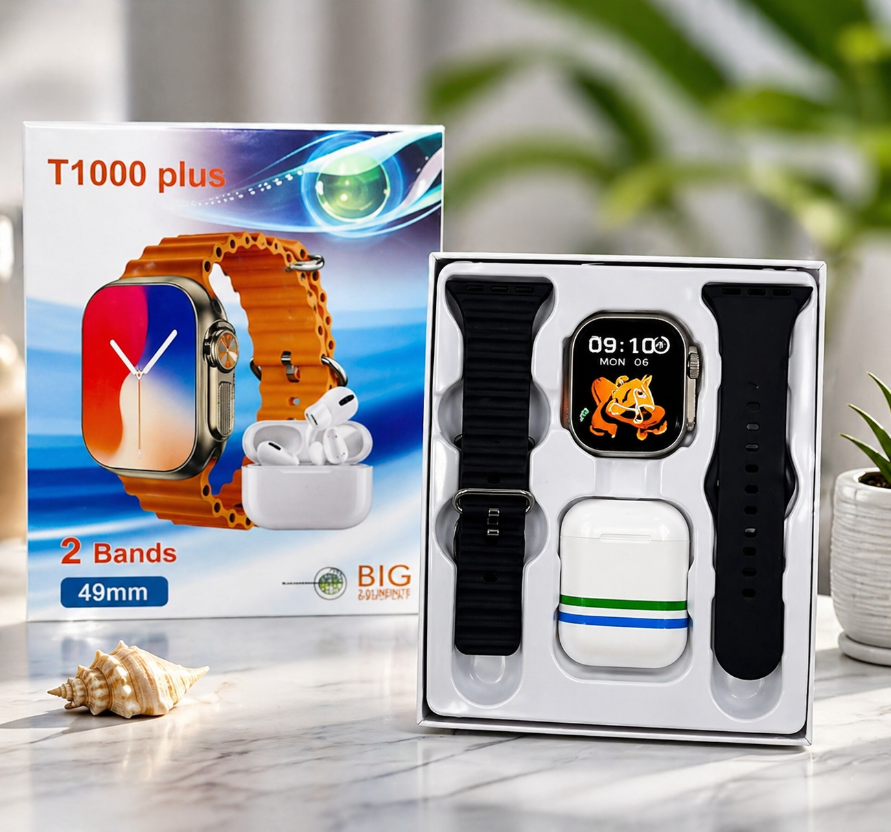 dtTISvGp255QQaAS9788sQnJTNcGPv5db8e9EDih (1) Smart watch T1000 plus ساعة - Image 1